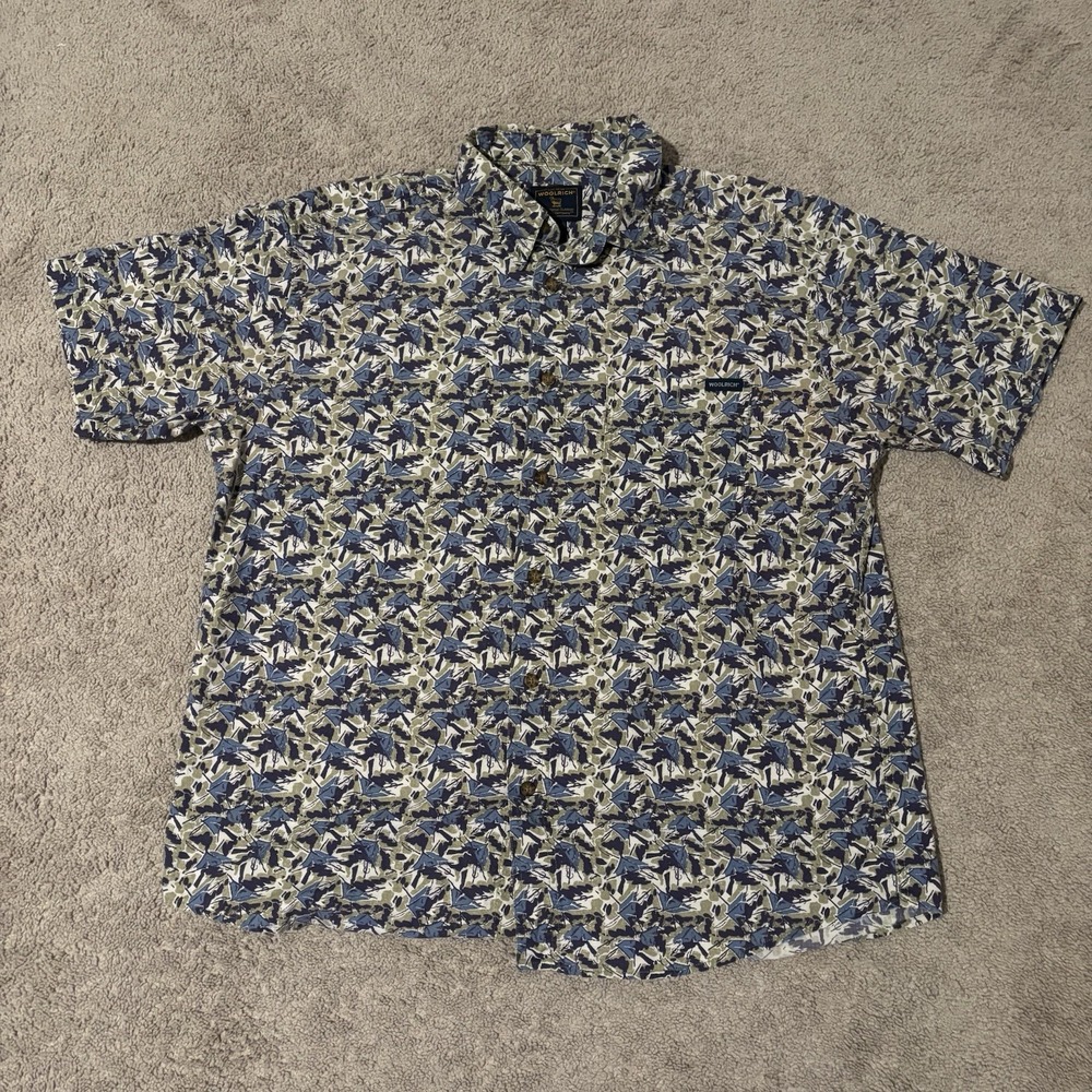 Vintage‎ Woolrich AOP Men's XL Camping Tent Button Up